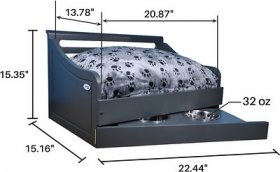 Iconic Pet Sassy Paws Feeder & Wooden Sofa Cat & Dog Bed w/Removable Cover