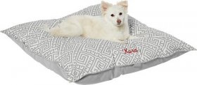 Frisco Perfect Square Personalized Pillow Dog Bed w/Removable Cover, Silver Geometric, Large