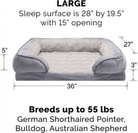 FurHaven Velvet Waves Perfect Comfort Memory Foam Bolster Cat & Dog Bed w/Removable Cover