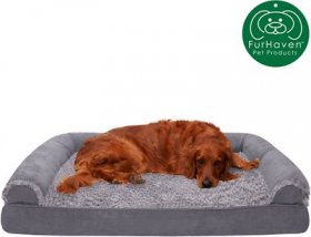 FurHaven Faux Fur & Suede Memory Foam Sofa Dog & Cat Bed