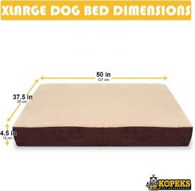 KOPEKS Waterproof Orthopedic Pillow Dog Bed w/Removable Cover, Brown