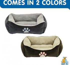 Cozy Pet Embroidered Paw Print Lounger Dog Bed