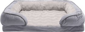 FurHaven Velvet Waves Perfect Comfort Memory Foam Bolster Cat & Dog Bed w/Removable Cover