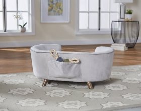 Enchanted Home Pet Quicksilver II Sofa Cat & Dog Bed w/Removable Cover, Silver, Medium