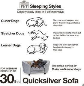Enchanted Home Pet Quicksilver Sofa Cat & Dog Bed w/Removable Cover, Medium, Silver