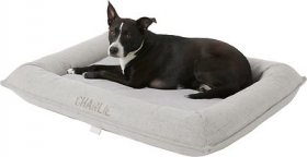 Frisco Orthopedic Personalized Bolster Dog Bed w/Removable Cover, Light Gray, X-Large