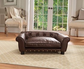 Enchanted Home Pet Brisbane Sofa Cat & Dog Bed w/Removable Cover, Medium, Brown