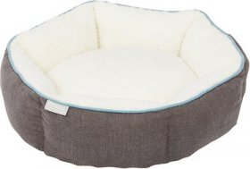 Frisco Sherpa Hexagon Bolster Cat & Dog Bed, Gray, Small