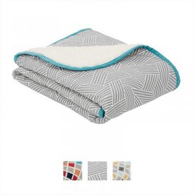 Bundle: Frisco Sherpa Blanket + Hexagon Bolster Cat & Dog Bed, Gray Basket Weave Print