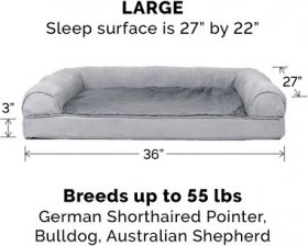 FurHaven Orthopedic Plush & Suede Sofa Dog & Cat Bed & Blanket, Gray, Large