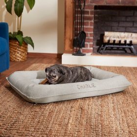 Frisco Orthopedic Personalized Bolster Dog Bed w/Removable Cover, Light Gray, Large