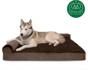 FurHaven Plush Deluxe Chaise Memory Top Cat & Dog Bed w/Removable Cover