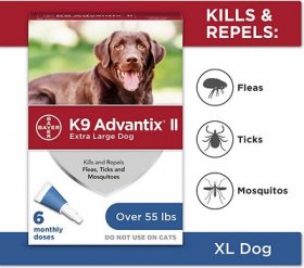 K9 Advantix II Flea & Tick Spot Treatment for Dogs, over 55 lbs