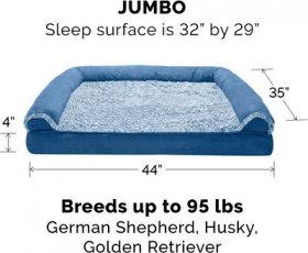FurHaven Faux Fur & Suede Cooling Gel Sofa Dog & Cat Bed