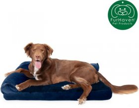 FurHaven Plush Deluxe Chaise Cooling Gel Cat & Dog Bed w/Removable Cover
