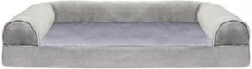 FurHaven Faux Fur Memory Top Bolster Dog Bed w/Removable Cover