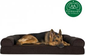 FurHaven Faux Fleece Orthopedic Bolster Cat & Dog Bed w/Removable Cover