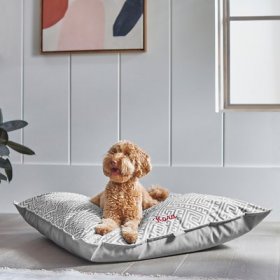 Frisco Perfect Square Personalized Pillow Dog Bed w/Removable Cover, Silver Geometric, Large