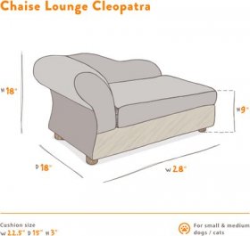 Moots Cleopatra Chaise Lounge Sofa Cat & Dog Bed w/Removable Cover, Medium