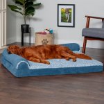 FurHaven Two-Tone Deluxe Chaise Memory Top Cat & Dog Bed w/Removable Cover