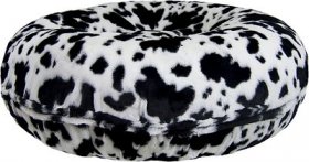 Bessie + Barnie Signature Animal Print Bagel Bolster Cat & Dog Bed w/Removable Cover, Aspen Snow Leopard/Snow White, X-Large