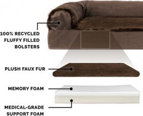 FurHaven Plush Deluxe Chaise Memory Top Cat & Dog Bed w/Removable Cover