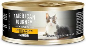 Bundle: American Journey Indoor Minced Chicken Recipe in Gravy Canned Food + Frisco Self Warming Bolster Round Cat Bed, Gray