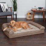 FurHaven Luxe Fur & Performance Linen Cooling Gel Top Sofa Cat & Dog Bed w/Removable Cover
