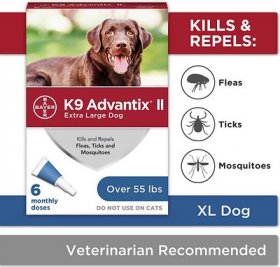 Bundle: K9 Advantix II Flea & Tick Spot Treatment, over 55-lbs + Bayer Tapeworm Dog De-Wormer