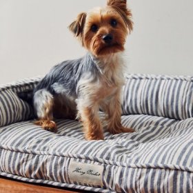Harry Barker Market Stripe Lounger Bolster Dog Bed w/Removable Cover