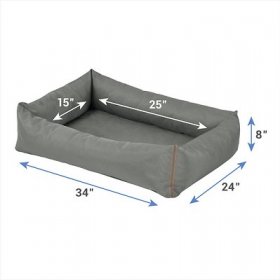 Frisco Rectangular Bolster Dog Bed w/Removable Cover, Dark Gray
