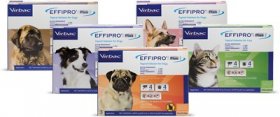 Virbac EFFIPRO Flea & Tick Spot Treatment for Dogs, 45-88.9 lbs, 3 Doses (3-mos. supply)