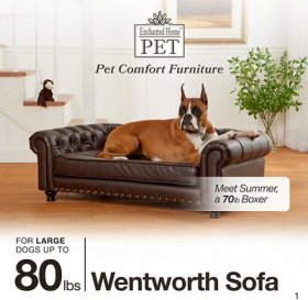 Enchanted Home Pet Wentworth Sofa Dog Bed w/Removable Cover, Large, Pebble Brown