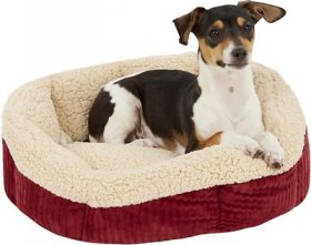 Aspen Pet Self-Warming Bolster Cat & Dog Bed, Warm Spice/Cream