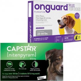 Bundle: Capstar Flea Oral Treatment, over 25 lbs, 6 Tablets + Onguard Flea & Tick Spot Treatment for Dogs, 23-44 lbs, 6 Doses (6-mos. supply)