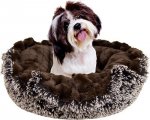 Bessie + Barnie Frosted Willow & Godiva Brown Deluxe Lily Pod Pillow Cat & Dog Be, Brown