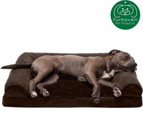 FurHaven Plush & Suede Convolute Orthopedic Bolster Cat & Dog Bed w/Removable Cover & Liner