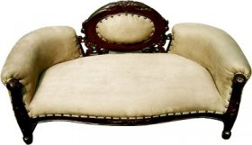 D-Art Collection Mahogany French Dolat Dog Sofa, Brown, Medium