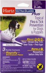 Hartz UltraGuard Plus Flea & Tick Spot Treatment for Dogs, 31-60 lbs, 3 Doses (3-mos. supply)