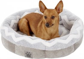 Precision Pet Products SnooZZy Round Shearling Bolster Dog Bed, 21-in