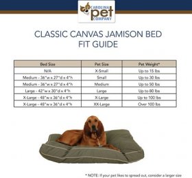 Carolina Pet Classic Canvas Jamison Memory Foam Pillow Dog Bed w/Removable Cover