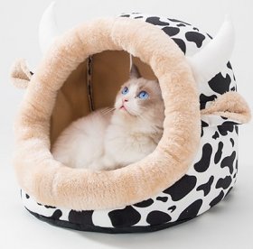 Lovely Caves Cow Covered Cat Bed