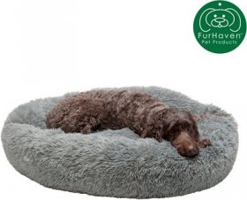 FurHaven Calming Cuddler Long Fur Donut Bolster Dog Bed