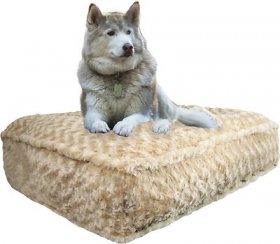Bessie + Barnie Luxury Classy Plain Print Pillow Cat & Dog Bed w/Removable Cover, Gravel Stone, X-Large