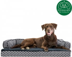 FurHaven Comfy Couch Orthopedic Bolster Dog Bed w/Removable Cover