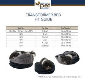 Carolina Pet Transformer Bolster Cat & Dog Bed w/Removable Cover