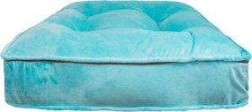 Bessie + Barnie Luxury Plain Print Pillow Cat & Dog Bed w/Removable Cover, Aquamarine, X-Large