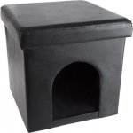 Petmaker Collapsible House Dog & Cat Ottoman, Small, Faux Leather