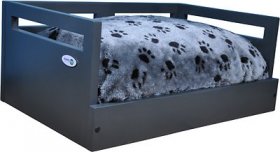 Iconic Pet Sassy Paws Wooden Sofa Cat & Dog Bed w/Removable Cover