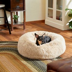 Bundle: Frisco Eyelash Cat & Dog Bolster Bed + Blanket, Sand
